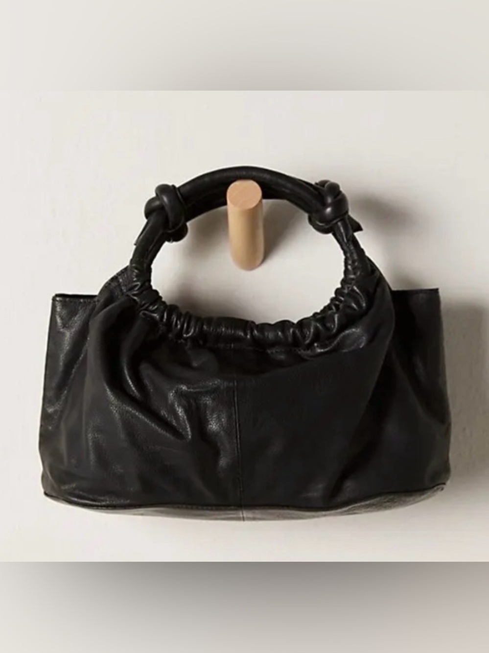 NWOT - Free People Black Ruched Handle Hobo Bag